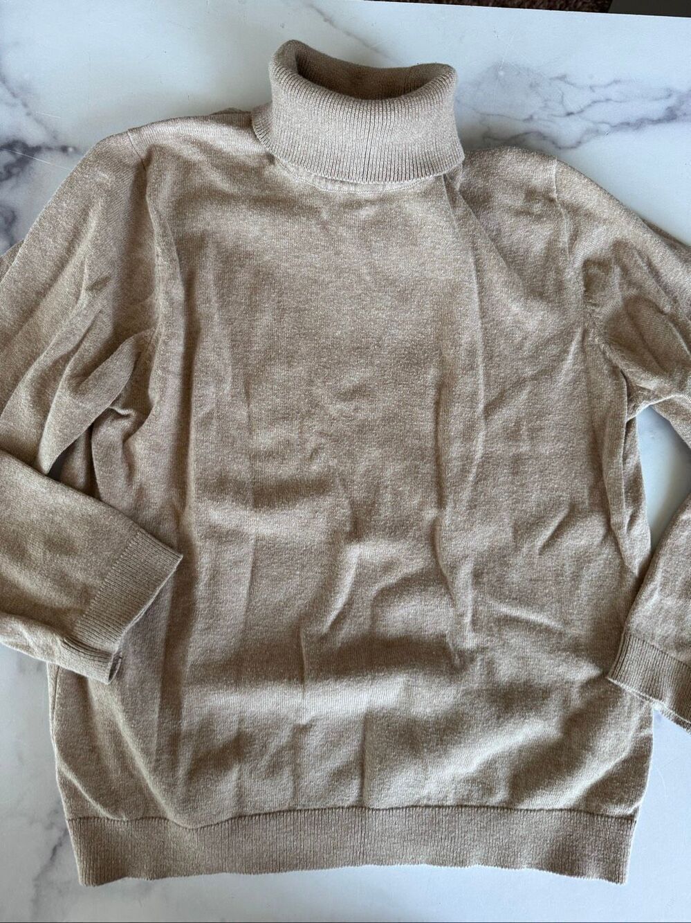 Zara size 8-9 year tan turtleneck long sleeve minimalist 70s style shirt boys kn
